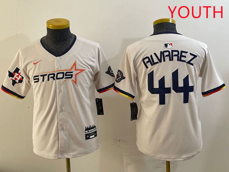 Youth Houston Astros 44 Alvarez Cream Three generations Joint Name 2025 Nike MLB Jersey style 4116